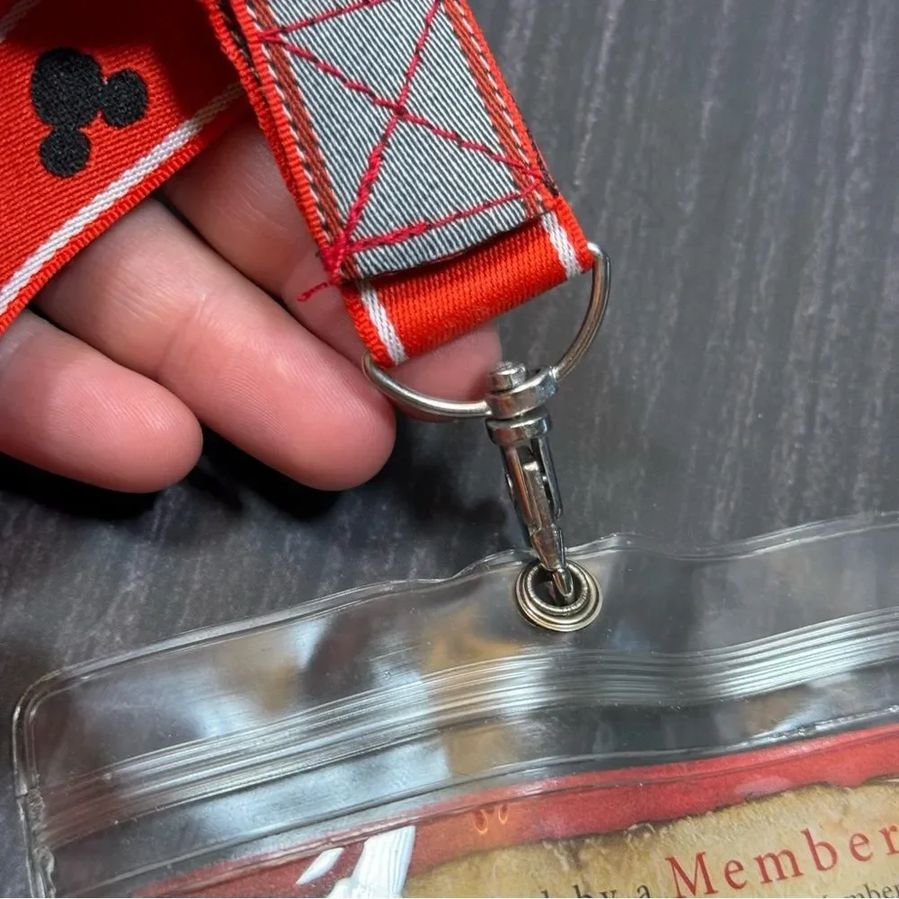 2 Red Disney Vacation Club Member Adjustable Lanyards w/ Plastic Cards Holders